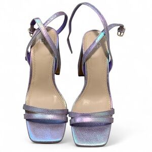 BP Y2K Style Purple Holographic Square Toe Heels Size 7